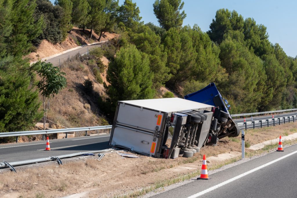 Commercial truck involved in a highway accident requiring documentation and safety review