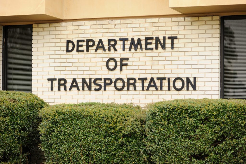 Department of Transportation building signage representing DOT accident registry requirements and FMCSA compliance regulations